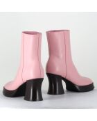 Bottines en Cuir blau roses - Talon : 7.5cm