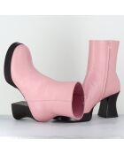 Bottines en Cuir blau roses - Talon : 7.5cm