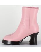 Bottines en Cuir blau roses - Talon : 7.5cm