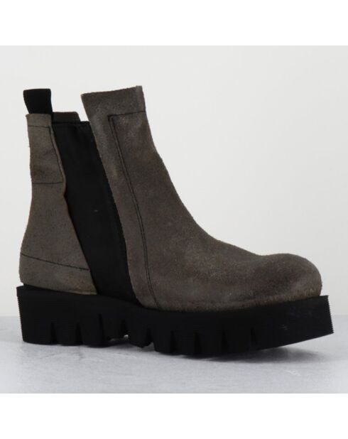 Boots en Cuir chilo gris taupe