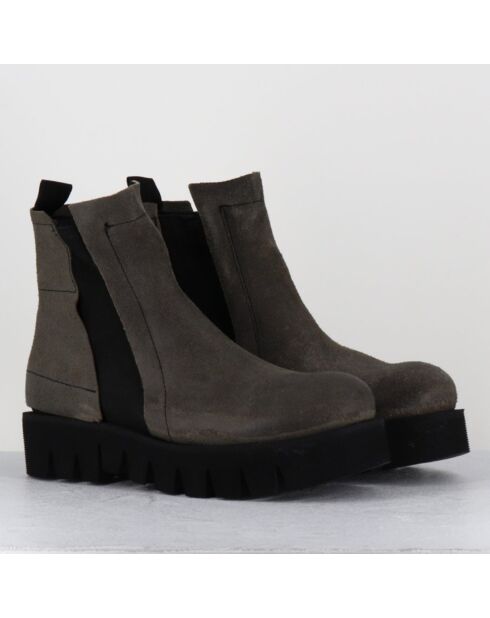 Boots en Cuir chilo gris taupe