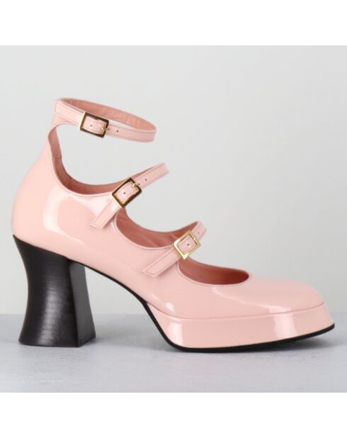 Babies en Cuir galan roses - Talon : 7.5cm
