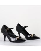 Escarpins en Cuir gela noire - Talon : 7.5cm