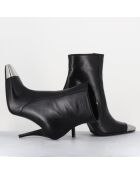 Bottines en Cuir mecha noires - Talon : 9.5cm