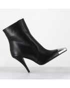 Bottines en Cuir mecha noires - Talon : 9.5cm