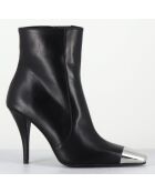 Bottines en Cuir mecha noires - Talon : 9.5cm