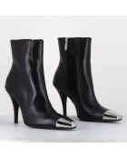 Bottines en Cuir mecha noires - Talon : 9.5cm