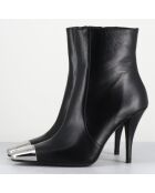 Bottines en Cuir mecha noires - Talon : 9.5cm