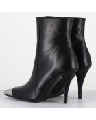Bottines en Cuir mecha noires - Talon : 9.5cm