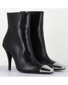Bottines en Cuir mecha noires - Talon : 9.5cm