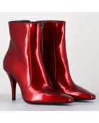 Bottines en Cuir mecha galaxie rouges - Talon : 9.5cm