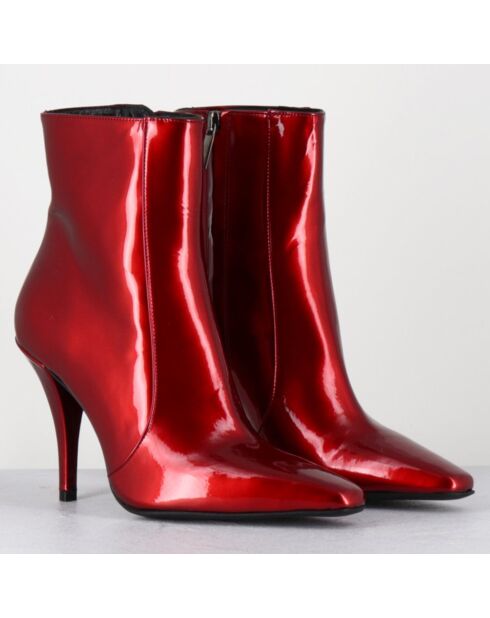 Bottines en Cuir mecha galaxie rouges - Talon : 9.5cm