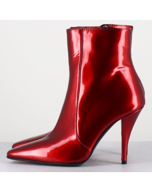 Bottines en Cuir mecha galaxie rouges - Talon : 9.5cm