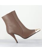 Bottines en Cuir mecha grège - Talon : 9.5cm