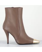 Bottines en Cuir mecha grège - Talon : 9.5cm