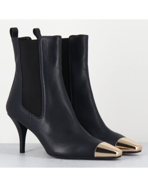 Bottines en Cuir nako bleu marine foncé - Talon : 7.5cm