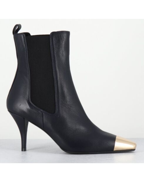 Bottines en Cuir nako bleu marine foncé - Talon : 7.5cm