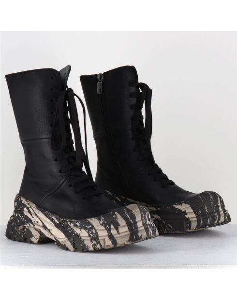 Boots en Cuir 4142 gas noires - Talon : 7cm