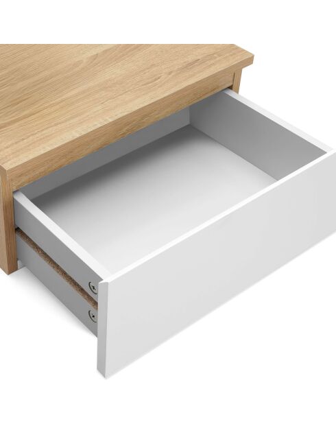 2 Tables de chevet suspendues Tom bois/blanc - 40x30x18 cm