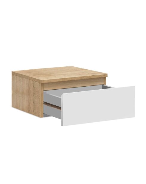 2 Tables de chevet suspendues Tom bois/blanc - 40x30x18 cm