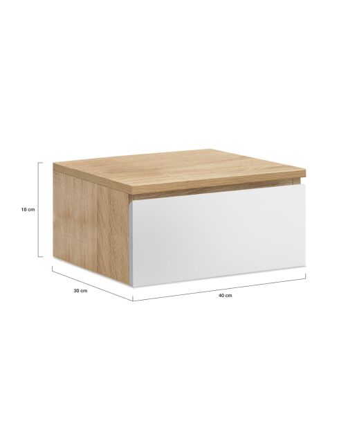 2 Tables de chevet suspendues Tom bois/blanc - 40x30x18 cm