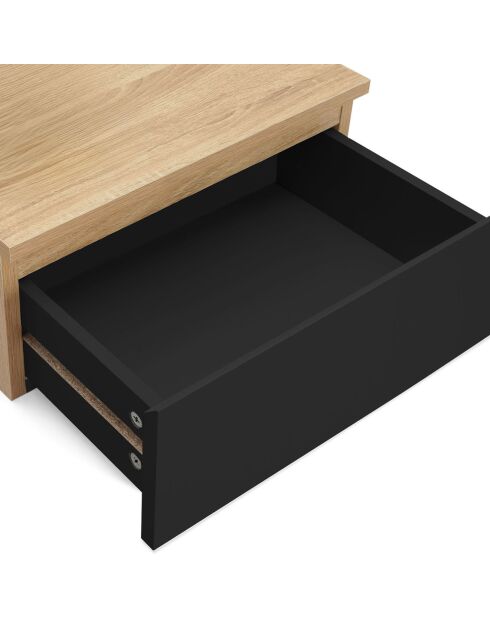 2 Tables de chevet suspendues Tom bois/noir - 40x30x18 cm