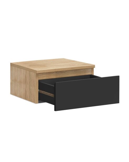 2 Tables de chevet suspendues Tom bois/noir - 40x30x18 cm