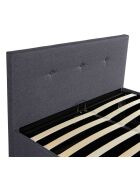 Lit coffre en tissu Mala avec sommier et tête de lit gris - 214x169x97 cm