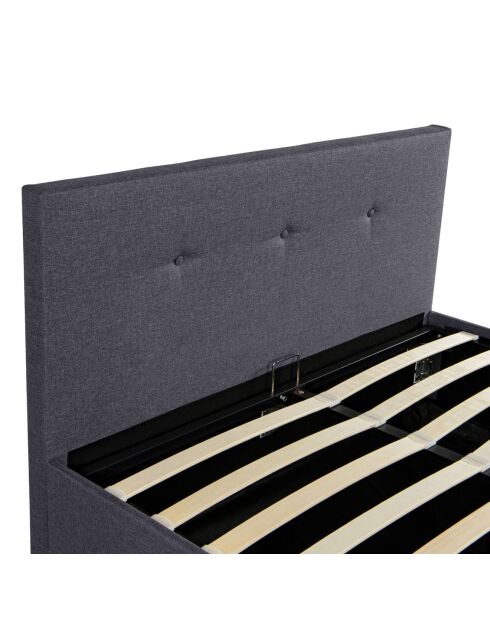 Lit coffre en tissu Mala avec sommier et tête de lit gris - 214x169x97 cm