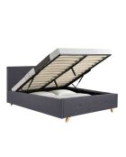 Lit coffre en tissu Mala avec sommier et tête de lit gris - 214x169x97 cm