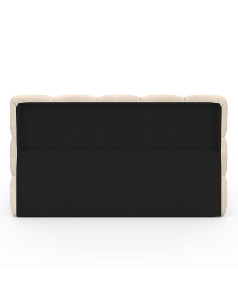 Cama cómoda de terciopelo con somier y cabecero beige - 206x157,5x89 cm