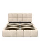 Cama cómoda de terciopelo con somier y cabecero beige - 206x157,5x89 cm