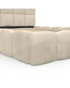 Cama cómoda de terciopelo con somier y cabecero beige - 206x157,5x89 cm