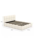 Cama tipo baúl rizado con somier y cabecero blanco - 206x157,5x89 cm