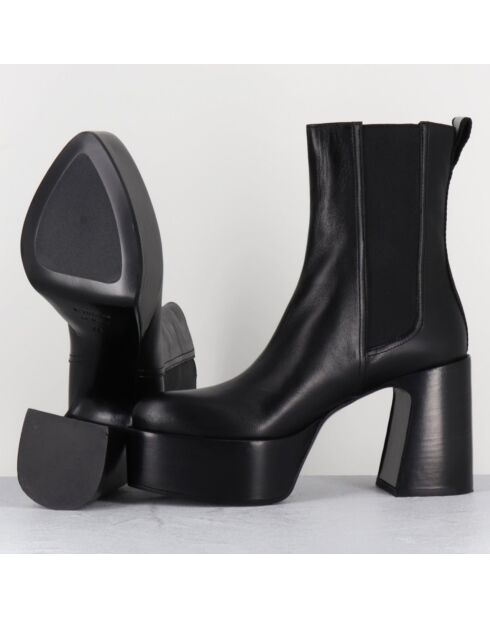 Bottines en Cuir M6571 noires - Talon : 9.5 cm