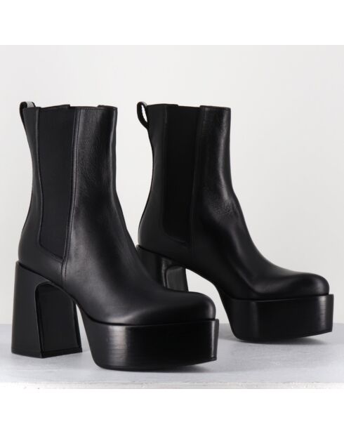 Bottines en Cuir M6571 noires - Talon : 9.5 cm