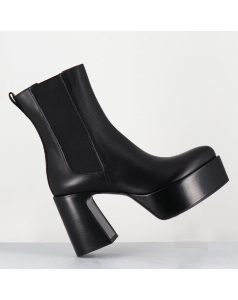 Bottines en Cuir M6571 noires - Talon : 9.5 cm