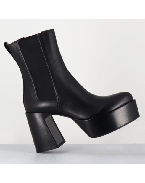 Bottines en Cuir M6571 noires - Talon : 9.5 cm