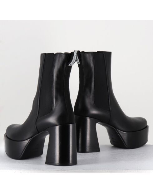 Bottines en Cuir M6571 noires - Talon : 9.5 cm