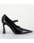 Escarpins en Cuir M6590 noirs - Talon : 9.5 cm