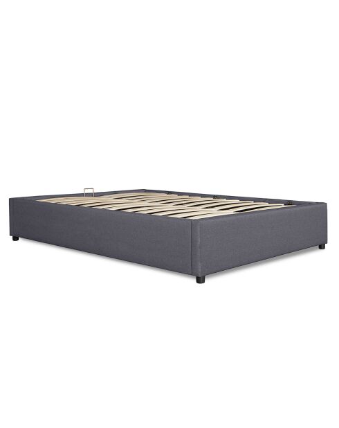Lit coffre en tissu Otto avec sommier gris - 214x167.5x30 cm