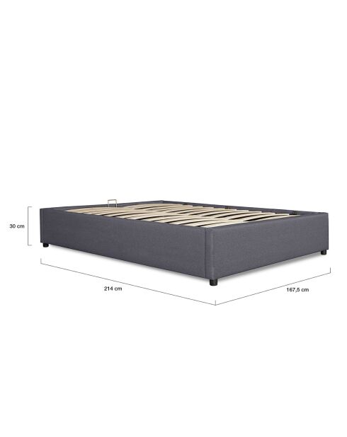 Lit coffre en tissu Otto avec sommier gris - 214x167.5x30 cm
