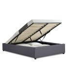 Lit coffre en tissu Otto avec sommier gris - 214x167.5x30 cm