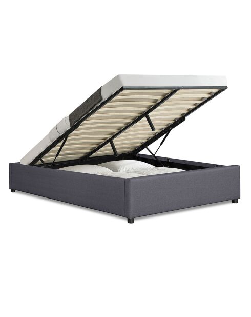 Lit coffre en tissu Otto avec sommier gris - 214x167.5x30 cm