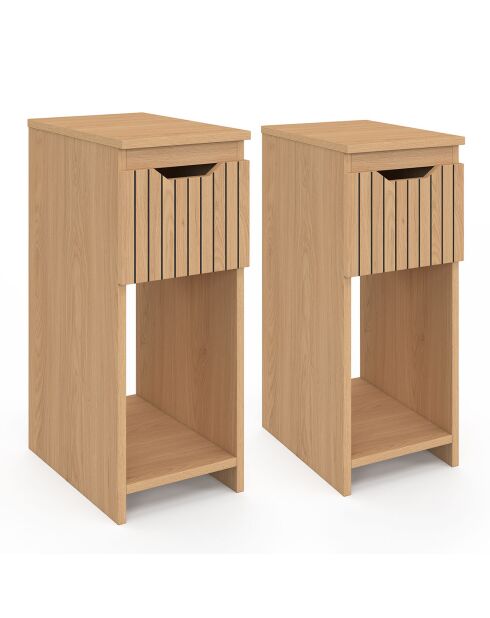 2 Tables de chevet Faustine avec 1 tiroir bois - 20x30x49.5 cm