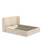 Lit coffre en Velours Lucia avec sommier et tête de lit beige - 202x150x90 cm