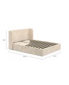 Lit coffre en Velours Lucia avec sommier et tête de lit beige - 202x150x90 cm