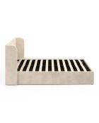 Lit coffre en Velours Lucia avec sommier et tête de lit beige - 202x150x90 cm