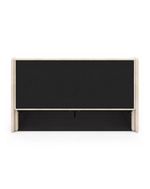 Lit coffre en Velours Lucia avec sommier et tête de lit beige - 202x150x90 cm