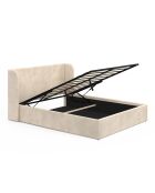 Lit coffre en Velours Lucia avec sommier et tête de lit beige - 202x150x90 cm